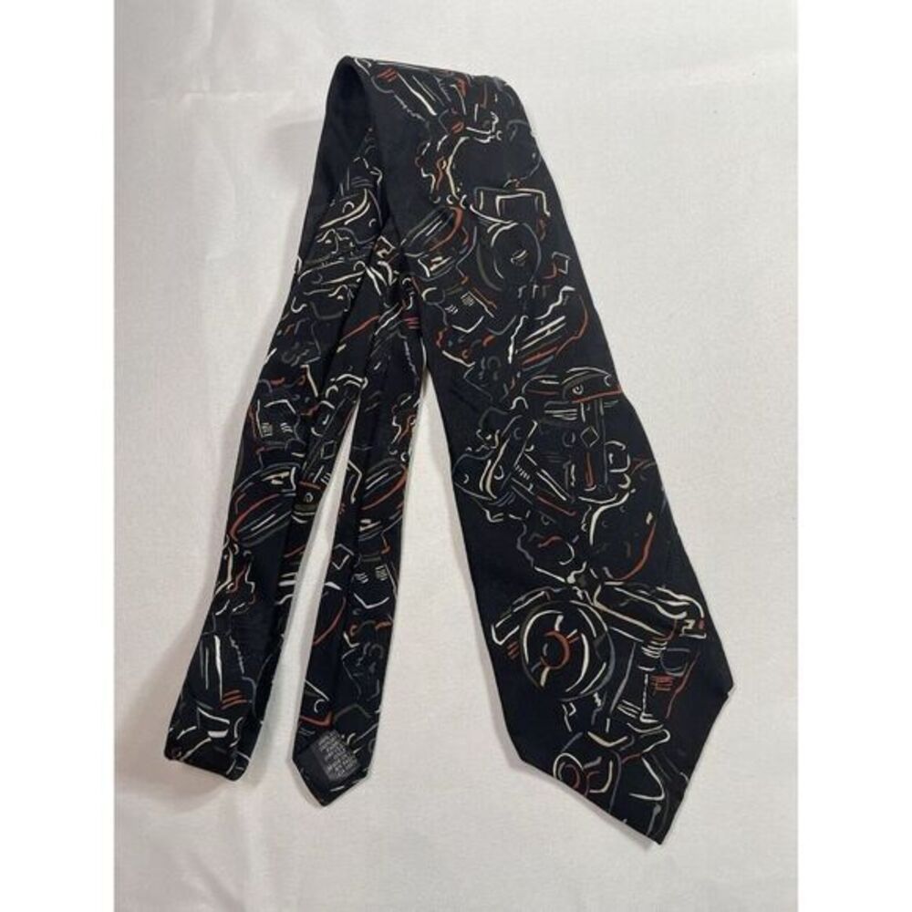 Ralph Marlin Harley Davidson Graphic Tanks Muted 100% Silk Necktie